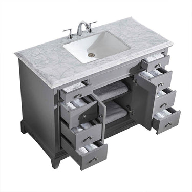 Eviva Elite Princeton 42″ Solid Wood Bathroom Vanity Set with Double OG White Carrera Marble Top Vanity Eviva Grey